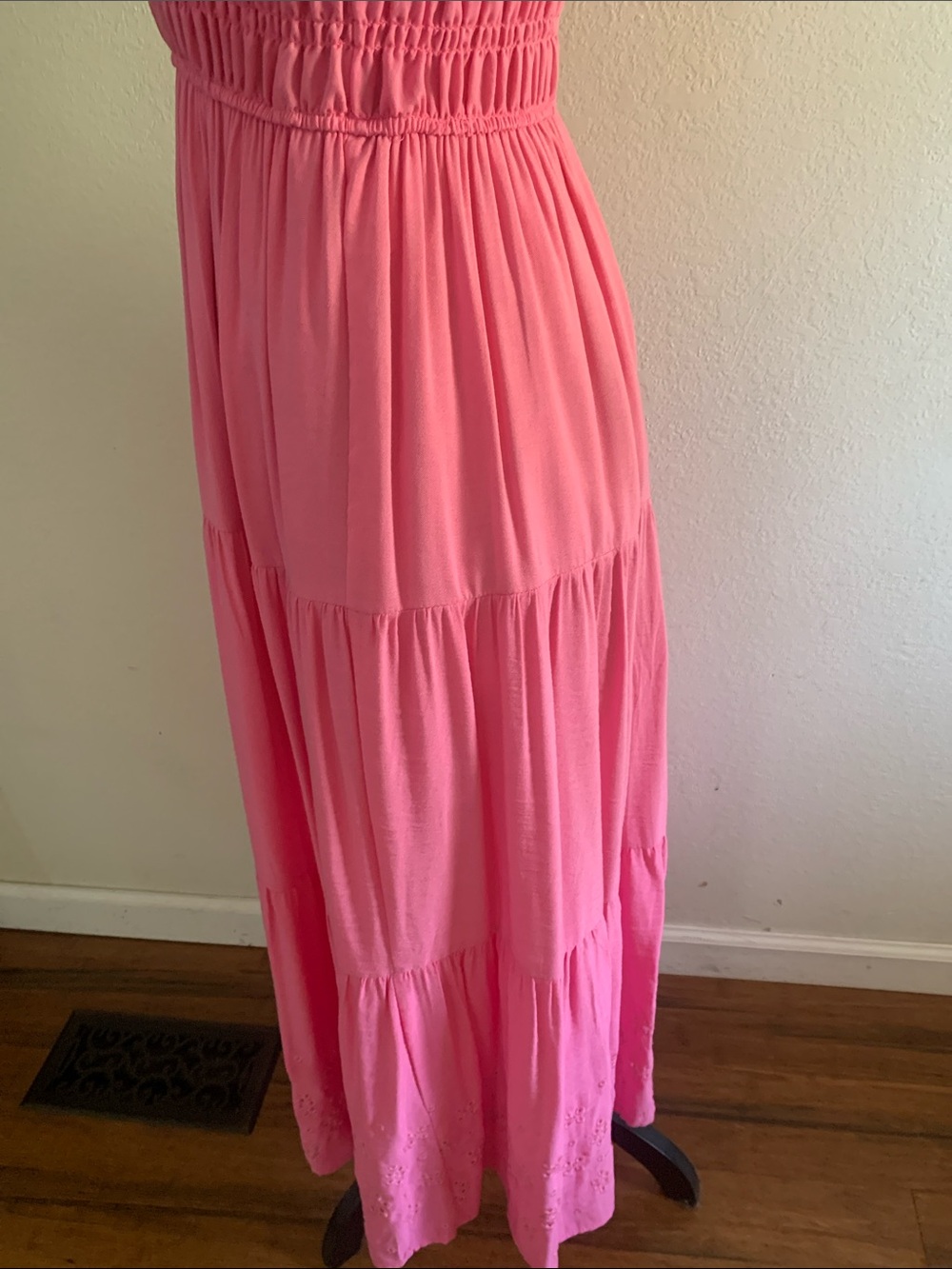 Ruffled Strap Pink Smocked Maxi Dress - Picture 5 of 9